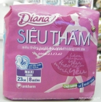 Băng vệ sinh Diana Maxi dày cánh siêu thấm 8 miếng (bịch 6 gói)