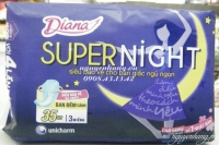Băng vệ sinh Diana ban đêm cánh siêu bảo vệ 35cm 3 miếng (bịch 6 gói)