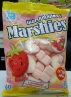 Kẹo bông gòn hương dâu Marshies Strawberry Marshmallow 80g (thùng 24 gói)